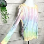 Talbots Petite Linen Rainbow Tie Dye Long Sleeve Sweater Top Size Small SP Photo 4