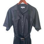 frame denim FRAME Black Cropped Twill Jumpsuit Size Medium Photo 2