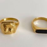 Black band ring Gold ring minimalist ring band ring stacking ring midi ring signet ring black ring Photo 2