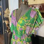 Current Air Sereia Botanical Motif Midi Dress Green Purple Floral - Sz S ๐งก๐ Photo 4