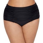 Raisin's Curve Costa Ruched Black Plus Size Tummy-Control Bikini Bottom 24W NWT Photo 4
