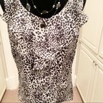 Anne Klein Ruffle Print Sleeveless Button Down Silky 10 Photo 6