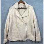 Free People Womens S Wool Blend Cream Fuzzy Jacket Asymmetrical Zip Photo 0