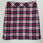 Talbots NWT Boho Red Navy Plaid Wool Mini Skirt Sz 14W Photo 4