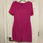 Everly  Hot Pink Tie Front Short Sleeve Shift Mini Dress Photo 9