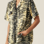Ganni  Women’s 38 Zebra Stripe Short-Sleeve Shirt Photo 0