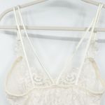California Dynasty Vintage Lingerie Coquette Beaded Sheer Lace Bodysuit‎ Size S White Photo 8