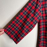 UMGEE Red Navy Yellow Plaid Frayed Hem Long Sleeve‎ Button Up Shirt Women Sz M Size M Photo 3