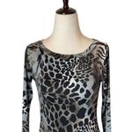 Giorgio Armani Dress Women XS Silver Black Jersey Knit Leopard Animal Print Mini Photo 2
