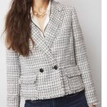 White House | Black Market WHBM Cropped Tweed Jacket in Black / Ecru Crosshatch Sz 12 NWT $185R Photo 1