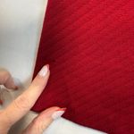 St. John  Patchwork Colorblock Knit Wool Twill Coat in Caviar Ruby Multi Large Photo 14