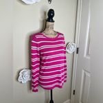 Vineyard Vines Bright Pink & White Striped Lightweight Sweater Size Small Photo 5