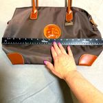 LuluCastagnette Brown‎ Nylon Tote Bag Tan Leather Trim Medium Shoulder Bag Brown Photo 6