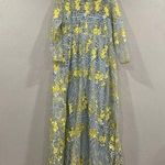 ASOS  Light Blue Yellow Embroidered Floral Gown US 8 Photo 0