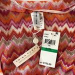 Trina Turk Swim Cover Mini Dress Blouson Sheer Chevron Stripe Pink Orange L-XL Photo 4