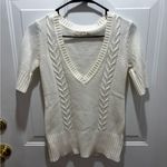 Old Navy Cream V-Neck Short Sleeve Sweater Photo 0