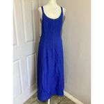 Maeve  Elseby Lace Up Midi Blue Sleeveless Dress Linen Blend S Photo 1