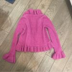 Pink Rose  Ruffle Cardigan Sweater Photo 3