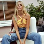 ZARA  Halter Neck Satin Effect Print Crop Top White Orange Size XS New With Tags Photo 1