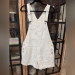 Old Navy New  overalls white denim slouchy jeans shortall ecru pockets romper Photo 5