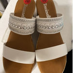 Toscanella Made in Italy Wedge Rhinestone Platform Sandal Silver White 10 NWOT Photo 0