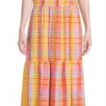 Time and Tru Women's Flutter Sleeve Tiered Plaid Midi Dress Pink Yellow‎ Size L Size L Photo 0