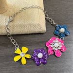 Enamel Pearl Flower Bracelet Silver Photo 1