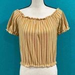 American Eagle ⭐️  mustard yellow striped shirt in size small Photo 0
