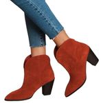 Splendid  Paisley Spice Red Suede Leather Pointed-Toe Ankle Booties Sz 8 Photo 0