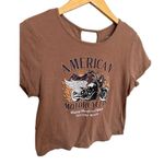 Homegirl Society Women's Cropped Top Motorcycle Graphic Tee Size XL Brown Photo 1