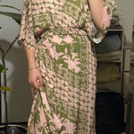 Skirt and Blouse Green and Pink Floral Set Photo 0