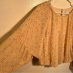 Gianni Bini Puff Sleeve Blouse Tan Pink Floral Photo 5