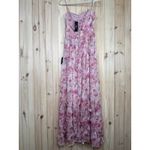 Lulus NWT  Novella Pink Floral Ruffled Bustier Lace-Up Maxi Dress Gala Size S Photo 5