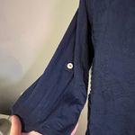 Democracy  navy button size XS top embroidered accent Photo 5