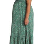 Kaileigh Kaleigh Malia Maternity Ruffle Sleeve Maxi Dress in Teal Green Floral size 2X Photo 2