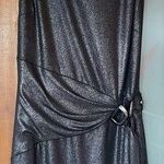 Cache  Gun Metal Grey Shimmer Stretchy Cocktail Evening Gathered Dress M Photo 0