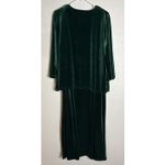 Joan Rivers  Womens 1X Petite Green Velvet Maxi Dress Cardigan Holiday Party Photo 1
