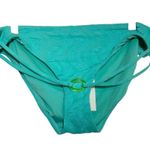 Trina Turk Hipster Bikini Bottom Wave Embroidered Pattern Strappy Teal 12 NWT Photo 1