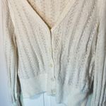 Abercrombie & Fitch  Cream Pointelle Knit Cardigan Sweater Cottagecore Womens XL Photo 2