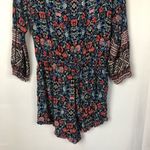 American Eagle Outfitters Blue & Red Floral Long Sleeve Romper L Photo 6