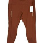Athleta  3X Rainier Tight Leggings Brown Zip Pockets 7/8 Plus Womens NWT New Photo 0