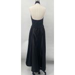 Tadashi Shoji Vintage 90s Tadashi Halter Gown Pleated Bodice Taffeta Fit & Flare Maxi Black S Photo 6