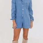 Denim Long Sleeve Romper Photo 0