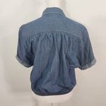 EXPRESS  Denim Snap-Up Crop Top Tie Front Size XS Western Jean Shirt Photo 4