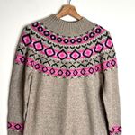 Loft fair isle ladies Cozy Knit Sweater Dress with Pink Pattern wool blend S Photo 2
