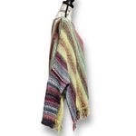 Free People  L Radiate Pullover Sweater Rainbow Fringe Striped Boho Artsy NWT Photo 3