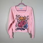 Wildfox Pink Leopard Print Boat Neck Sweater Womens M Casual Cozy Pullover Photo 9