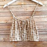 BP Crop Camisole Women’s Size XS Ivory Beige Picnic Check NWT Photo 0