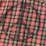 Retro 90s Large Junk Food Peace Sign Plaid Flannel Grunge Fall Red Logo Patch Photo 6