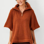 Ann Taylor  Ribbed Zip Poncho Sweater Size XS/S
Wool Blend Photo 0